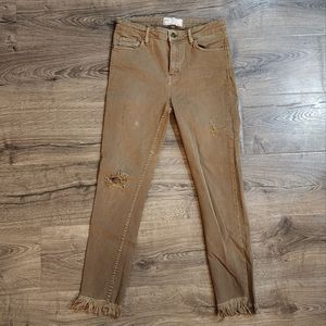 Free People Tan Distressed Jeans sz 28